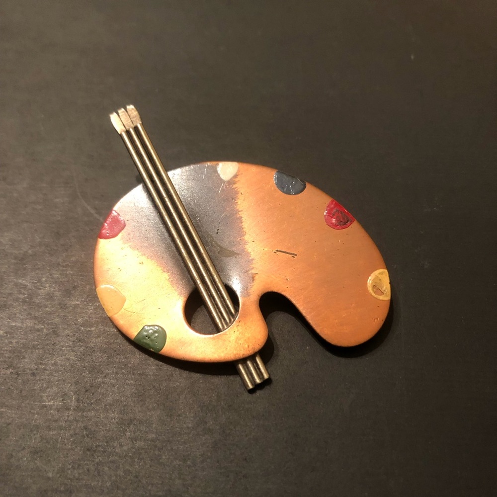 🌸VTG Rebajes Copper Paint Palette Brooch